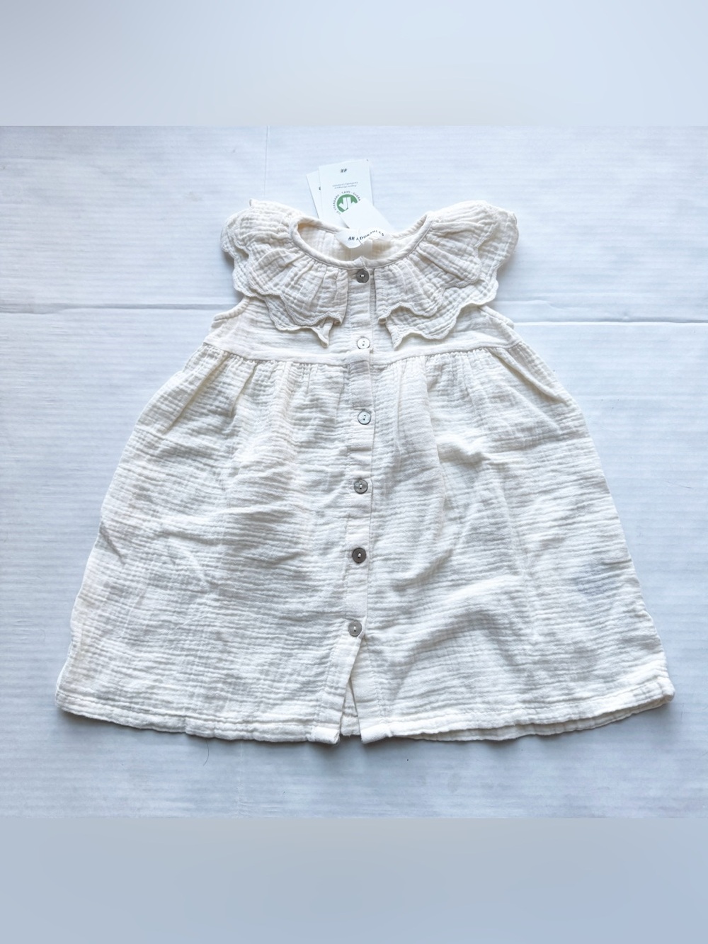 Organic Cotton Muslin
Collared Dress in Cream NWT